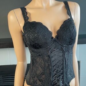 ROSELLE Sz 36B La Vie En Rose Lace Adjustable Straps Lace Up Bustier